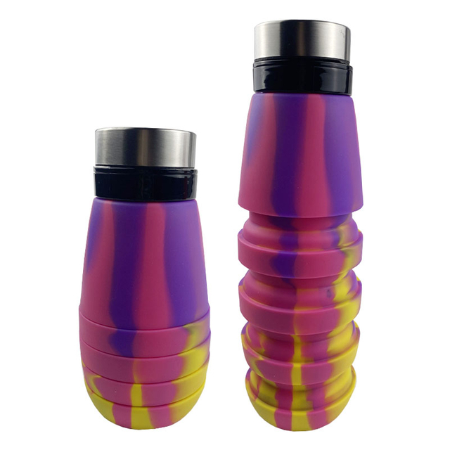 Bouteille d'eau pliable en silicone anti-fuite pour tasses